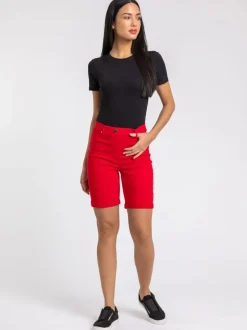Rood - Roman stretch short met omgeslagen zoom