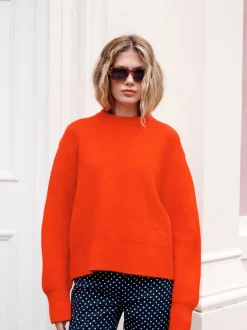 Rood - Scarf Layer Lace Trim Knitted Jumper
