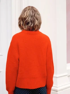 Rood - Scarf Layer Lace Trim Knitted Jumper