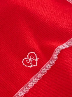 Rood - Scarf Layer Lace Trim Knitted Jumper