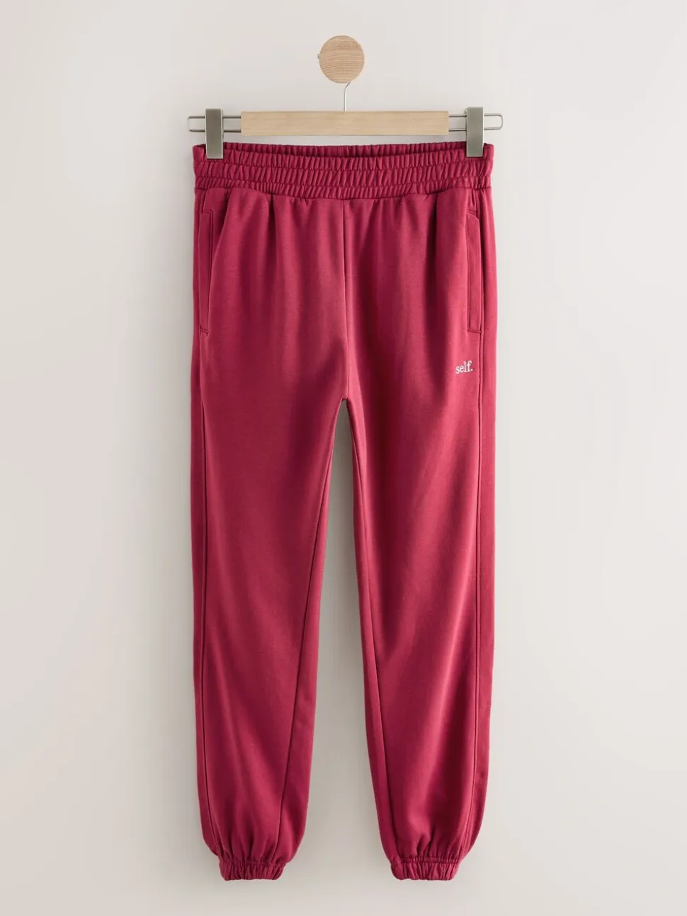Rood - Self. joggingbroek met boorden