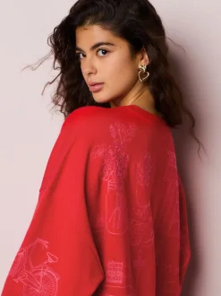 Rood - Sweatshirt met borduursel