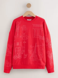 Rood - Sweatshirt met borduursel