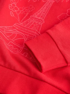 Rood - Sweatshirt met borduursel