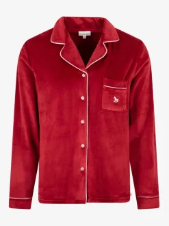Rood - The Little Tailor luxe kerstpyjama van zacht aanvoelend velours