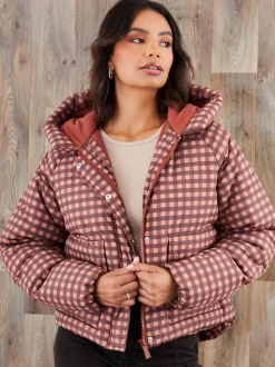 Rood - Threadbare - Gewatteerd jack met capuchon