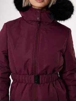 Rood - Threadbare - Gewatteerde ski-jas met riem