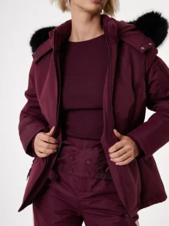 Rood - Threadbare - Gewatteerde ski-jas met riem