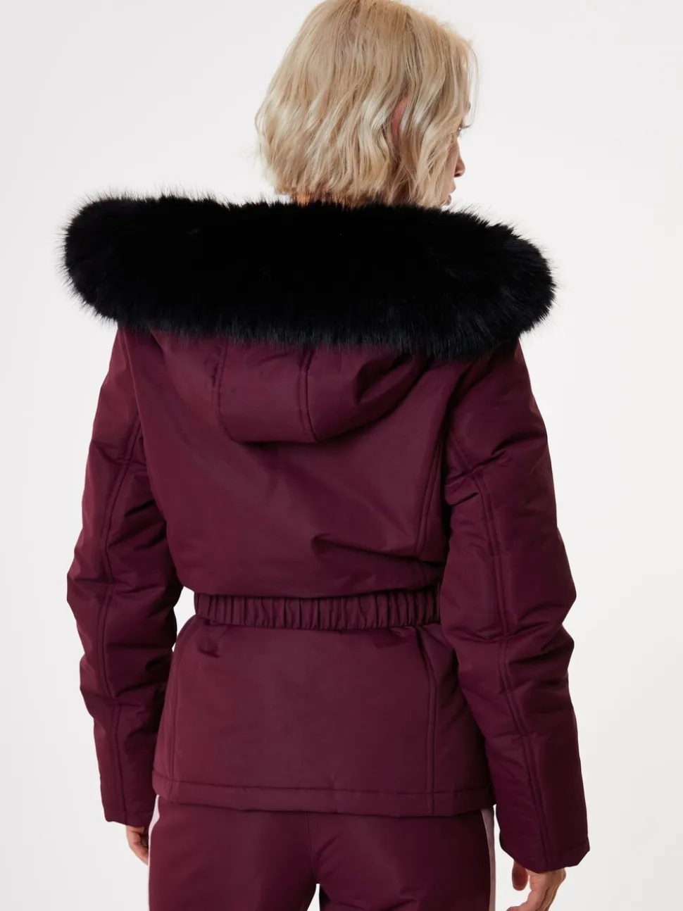 Rood - Threadbare - Gewatteerde ski-jas met riem