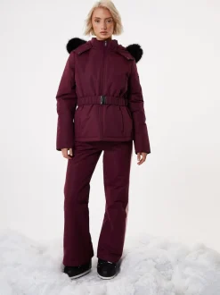 Rood - Threadbare - Gewatteerde ski-jas met riem