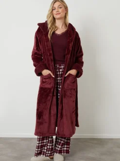 Rood - Threadbare - Knusse kamerjas met rand van imitatiebont