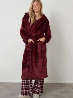 Rood - Threadbare - Knusse kamerjas met rand van imitatiebont