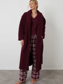 Rood - Threadbare Cosy Borg Dressing Gown