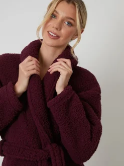 Rood - Threadbare Cosy Borg Dressing Gown