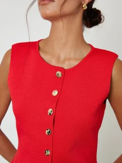 Rood - Threadbare Ribbed Knitted Waistcoat