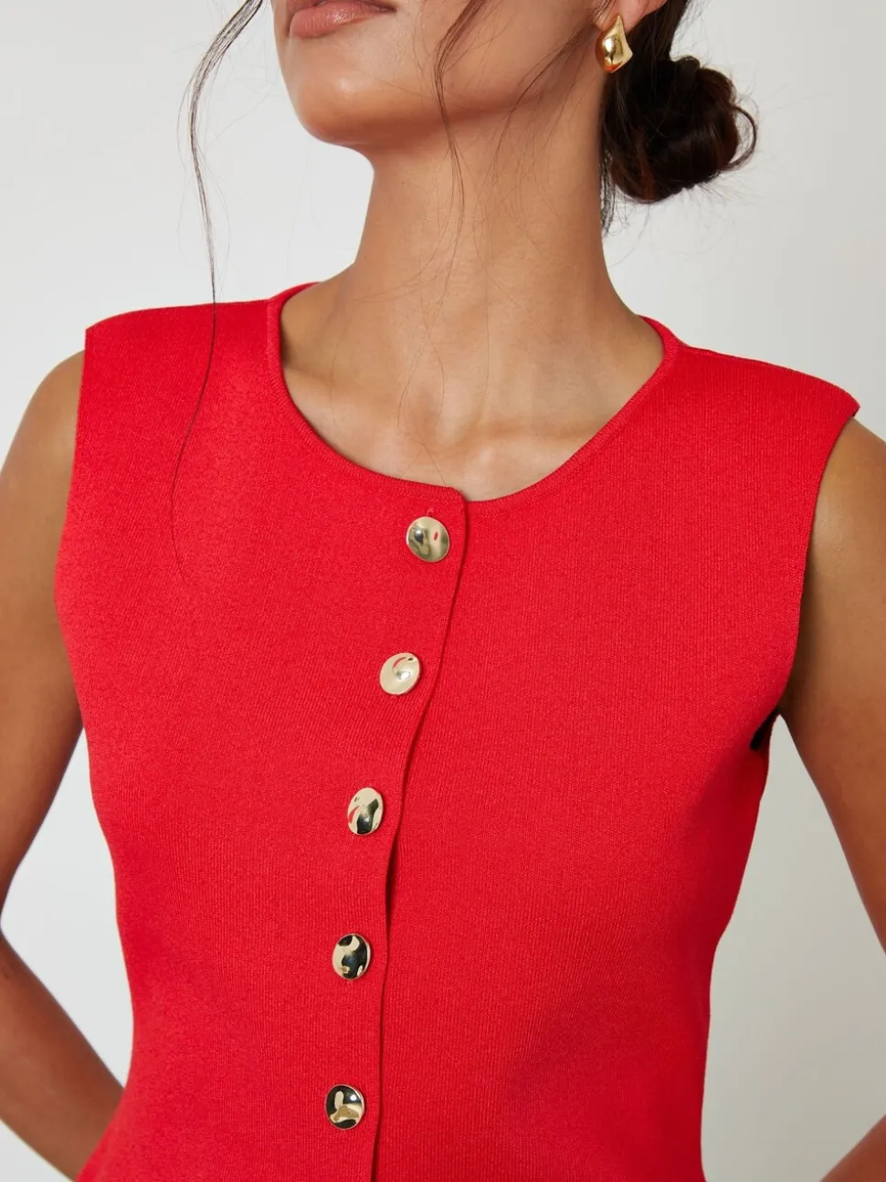 Rood - Threadbare Ribbed Knitted Waistcoat