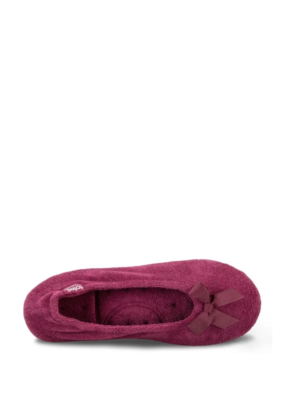 Rood - Totes Isotoner pantoffelballerina's van fijne badstof met strik