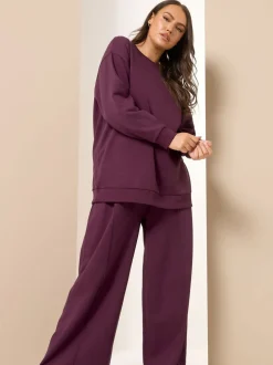 Rood - Yours Curve Crew Neck Sweatshirt Joggers Set