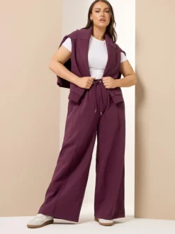 Rood - Yours Curve joggingbroek met wijde pijpen