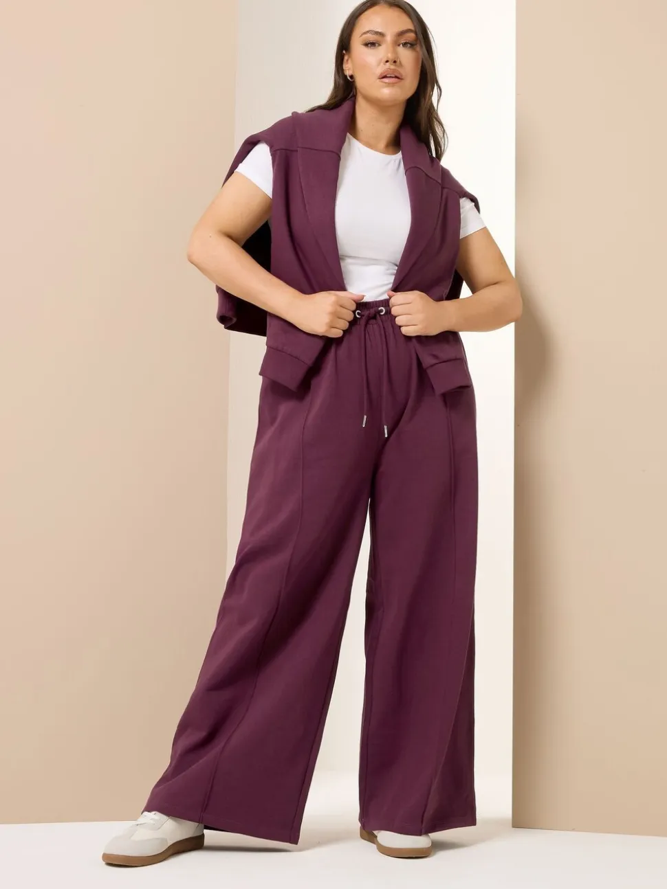 Rood - Yours Curve joggingbroek met wijde pijpen