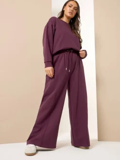 Rood - Yours Curve joggingbroek met wijde pijpen