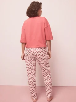 Rood met hartjesprint - Pyjama met korte mouwen