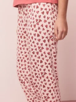 Rood met hartjesprint - Pyjama met korte mouwen