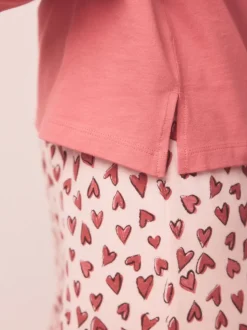 Rood met hartjesprint - Pyjama met korte mouwen
