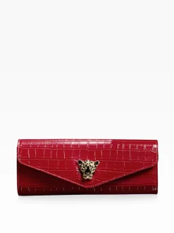 Rood met krokodillenleereffect - Lipsy Clutch Bag