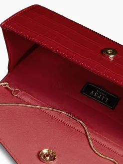 Rood met krokodillenleereffect - Lipsy Clutch Bag