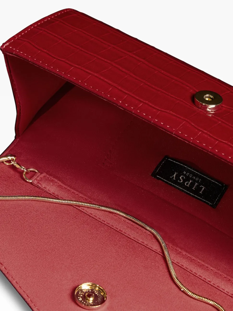Rood met krokodillenleereffect - Lipsy Clutch Bag