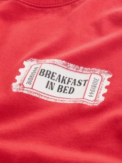 Rood met print - Pyjama met korte mouwen
