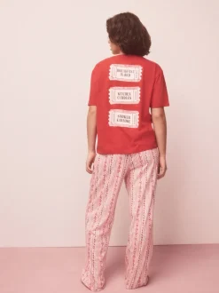 Rood met print - Pyjama met korte mouwen