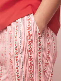 Rood met print - Pyjama met korte mouwen