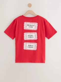 Rood met print - Pyjama met korte mouwen