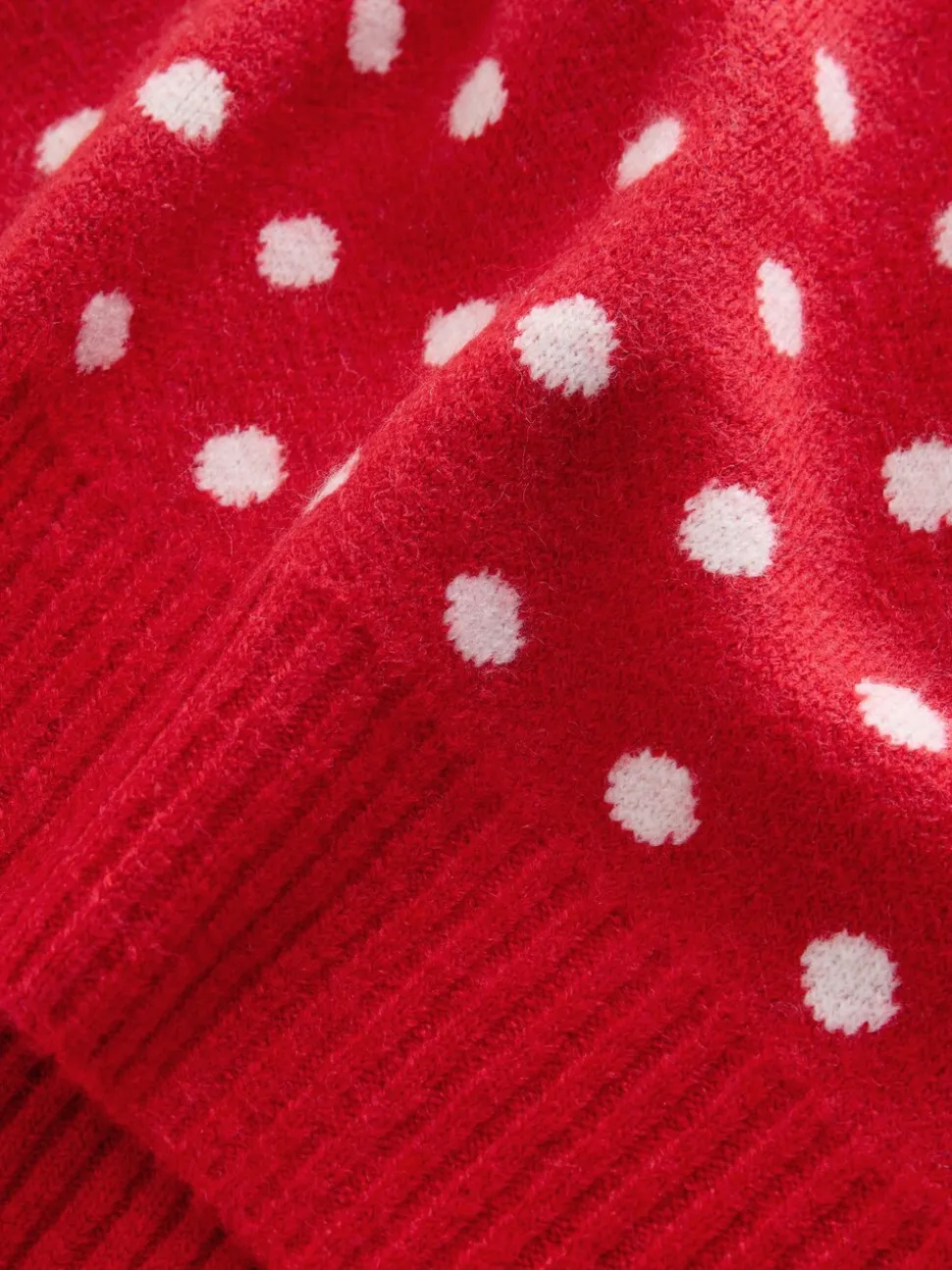 Rood met stippen - Mouwloze gebreide tanktop met wol