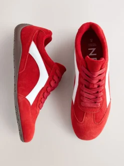 Rood suède - Forever Comfort® Leather Slimsole Lace-Up Trainers