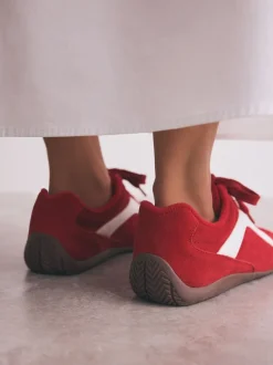 Rood suède - Forever Comfort® Leather Slimsole Lace-Up Trainers