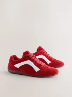 Rood suède - Forever Comfort® Leather Slimsole Lace-Up Trainers