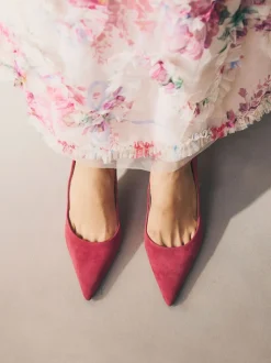 Rood suède - Leren mid-court pumps