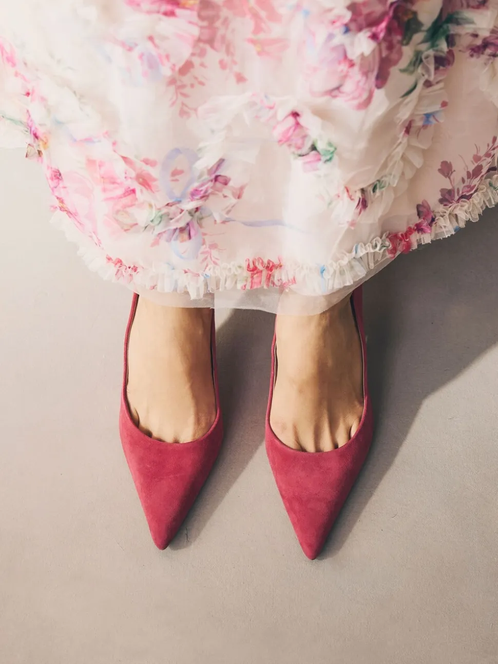Rood suède - Leren mid-court pumps