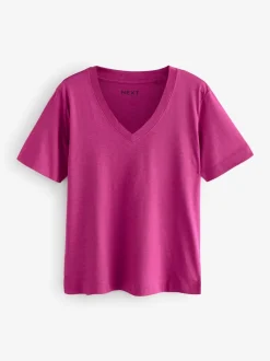 Rood/blauwgroen - Modal slouch T-shirt met korte mouwen verpakking van 3