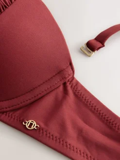 Roodpaars 'Wine' - Bow Wired Bandeau Bikini Top