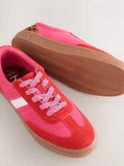 Rood/roze - Forever Comfort® Panelled Lace Up Trainers
