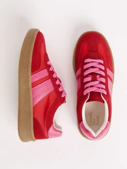 Rood/roze - Friends Like These Lace Up Retro Gumsole Sports Trainers