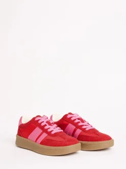 Rood/roze - Friends Like These Lace Up Retro Gumsole Sports Trainers