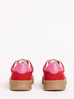 Rood/roze - Friends Like These Lace Up Retro Gumsole Sports Trainers