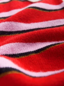 Rood/roze gestreept - 100% Wool N.Premium Polo Jumper