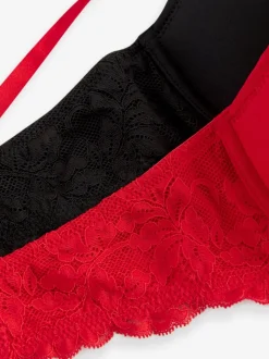 Rood/zwart - A-E Gladde T-Shirt Beha's 2 Verpakking