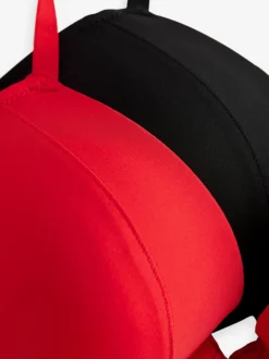 Rood/zwart - A-E Gladde T-Shirt Beha's 2 Verpakking